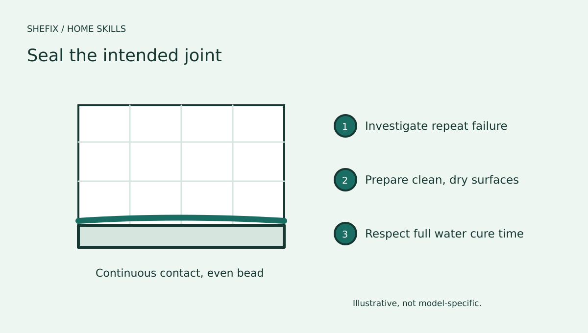 A sealant joint showing clean edges and an even continuous bead between adjoining surfaces